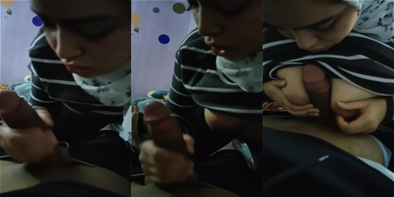 محجبة شرموطة تمص الزب وتدعكه وتحطه بين بزازها