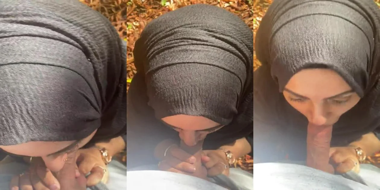 محجبة في الغابة ومصمصة الزب على الماشي